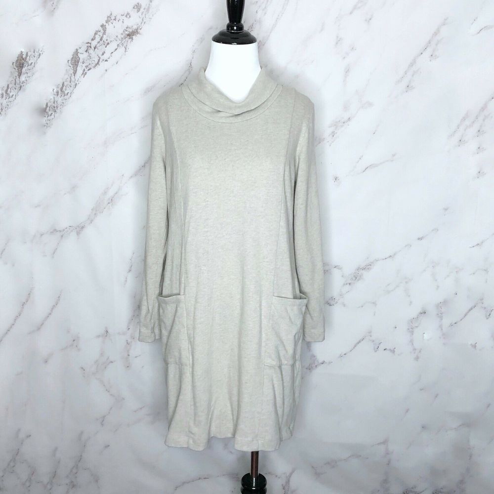 J. Jill Pure Jill Tan Cowl Neck Knit Tunic Dress